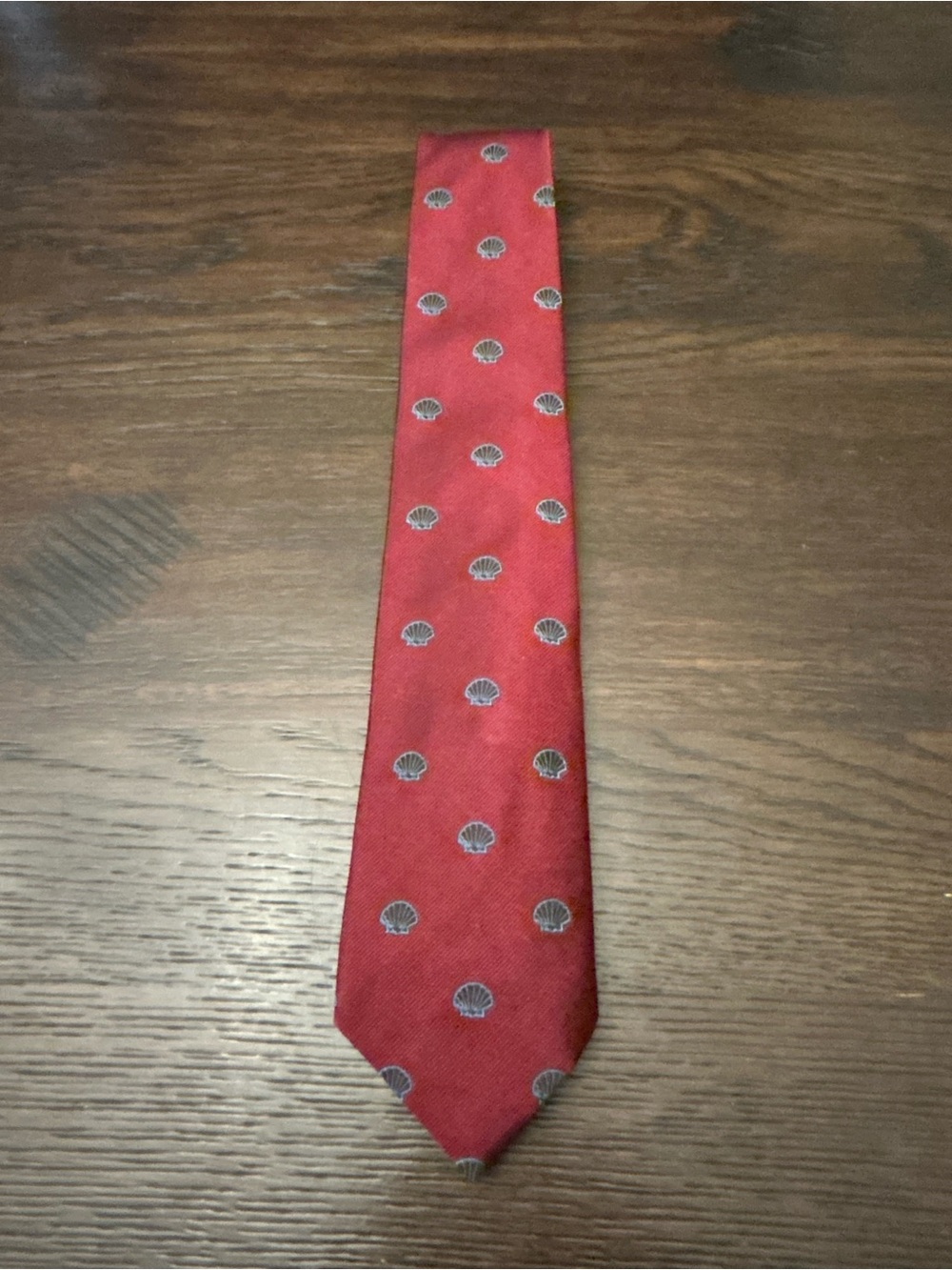 Vintage Christian Dior Shell Print Silk Necktie Red USA Made Designer Tie